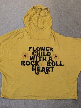 Flower Child Rock 'n' Roll Heart Hooded Tee - Yellow